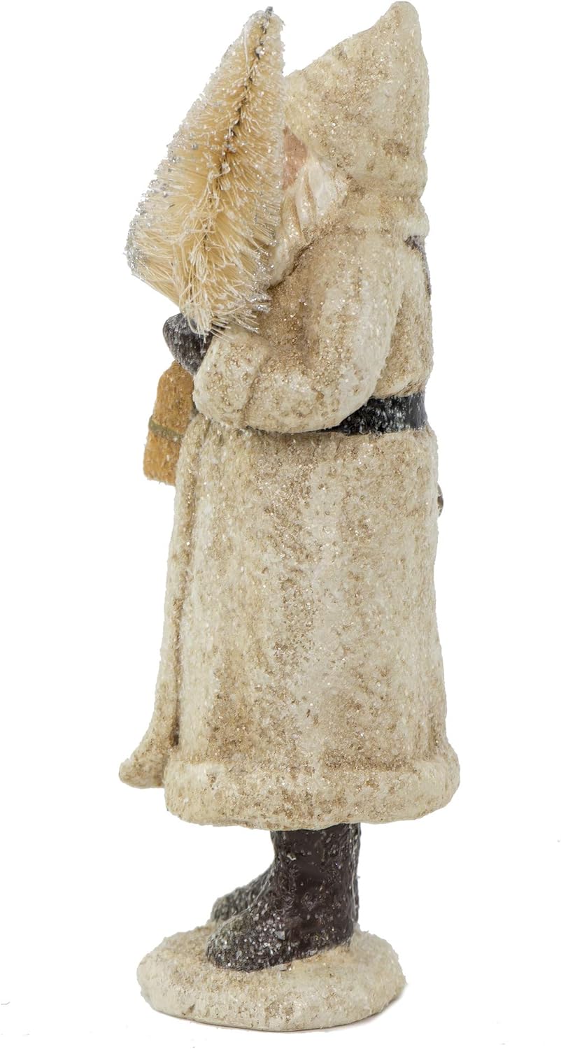 RAZ Imports Glittered Resin Santa Figure - Festive Holiday Decor | Elegant White Design