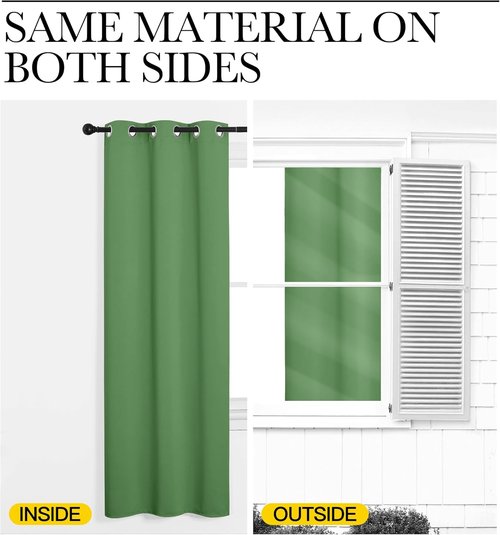 NICETOWN Blackout Curtains - Forest Green Thermal Insulated Drapes, 120" Length, 2 Panels, 55" Wide
