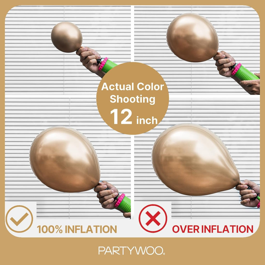 PartyWoo Metallic Gold Balloon Arch Kit - 145pcs in 5-18 Inch Sizes for Birthday, Graduation & Wedding Decor