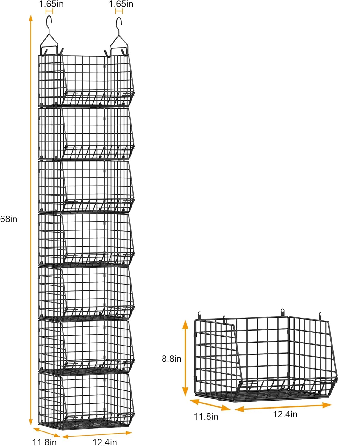 X-cosrack 7-Tier Foldable Closet Organizer - Wire Shelving with Hooks for Clothes & Accessories