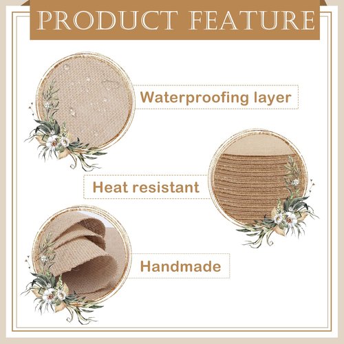 120 PCS Round Burlap Placemats 11.8 Inch Jute Rustic Place Mats Fall Reusable Table Mats Heat Resistant Round Table Mats Farmhouse Placemats Rustic Table Decorations for Dinner Holiday Supplies