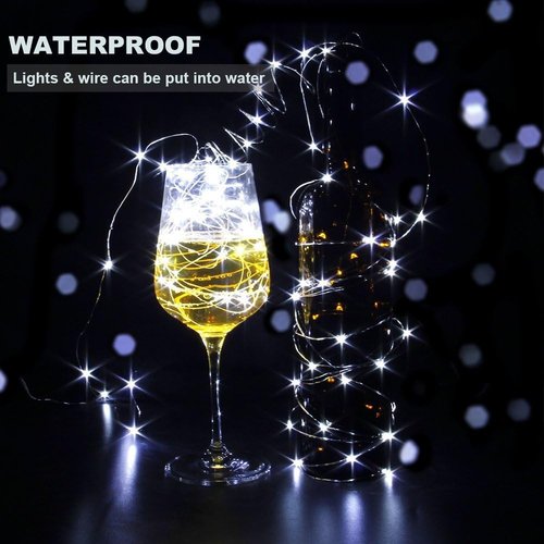 CYLAPEX 12 PCS Fairy Lights - Cool White 3.3FT Silvery Copper Wire | Battery Powered LED String Lights for Weddings, Parties & Home Decor