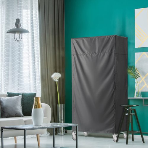 ZYSUOR Shelf & Shelving Dustproof Cover – Heavy Duty Wire Rack Storage Cover, Fits 60" W x 24" D x 72" H, Nylon Buckles & Hook-and-Loop Closure (Black, No Shelves)