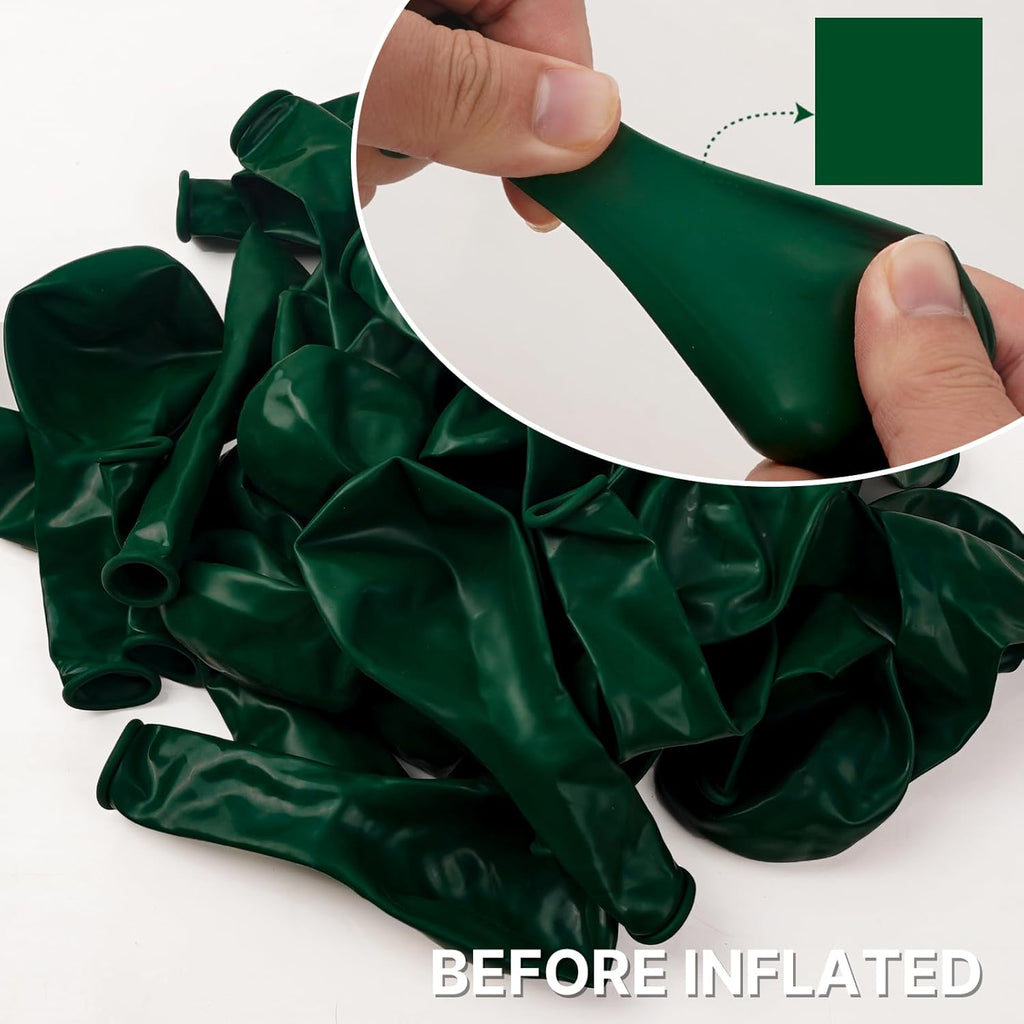 PartyWoo Dark Green Balloons - 50pcs 12 Inch Emerald Forest Green for Wedding & Birthday Decor