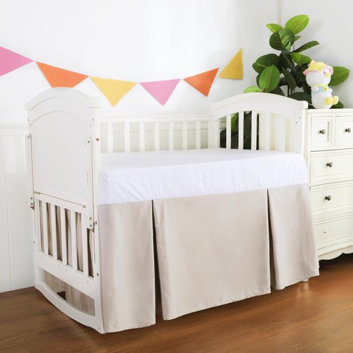 Crib Skirt Dust Ruffle, 100% Egyptian Cotton 400 Thread Count Soft Breathable Crib Bedding Skirt for Baby, Boys and Girls, 52"X28" with 14" Crib Bed Skirt Fading Resistant (Ivory Solid)