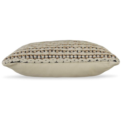 Signature Design by Ashley Nealington Casual Square Wool and Jute Pillow with Stripe Design, 20" x 20", Light Brown