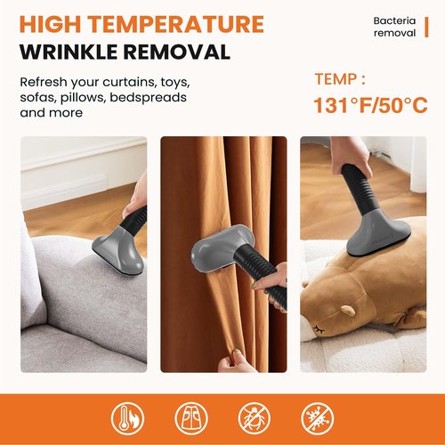 Sweetcrispy Standing Garment Steamer, 1500W Powerful Steamer for Clothes with Roll Wheels, 1.7L Water Tank for 55 Min Continuous Steaming, Professional Wrinkle Remover Heats in 45 Seconds