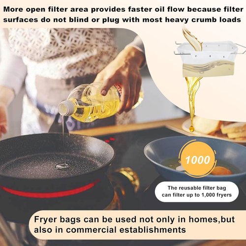 Fryer Filter Bag & Frame, Fryer Oil Filter, Filter Bag Easy to Clean with Hot Water, Reusable Fryer Oil Filter Strainer, Filter Fry Oil, Suitable for 70 lb Polishing Oil (Only Bag)