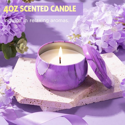 Birthday Gifts for Women, Self Care Gifts Christmas Box Get Well Soon Basket, Lavender Relaxing Spa Gifts Care Package w/ Flannel Blanket, Unique Mothers Day Gift Idea for Mom Her Friend Sister Purple