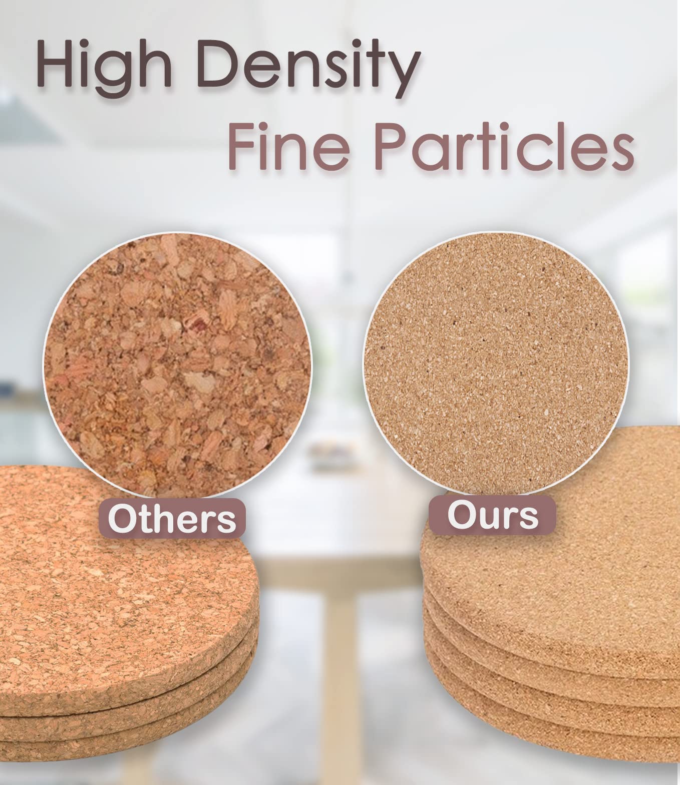 KITLAB Cork Trivet, High Density Fine Particle Thick Cork Trivets for Hot Dishes, 8 Inch Heat Resistant Coaster, Placemats Hot Pads for Pots and Pans, 8 Pcs, 8x0.4 Inch, Round and Square (KTLBCT26)