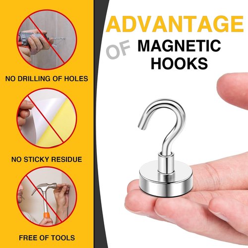 DIYMAG Magnetic Hooks - Heavy Duty 30lbs Strength | 10 Pack for Cruise Cabins, Kitchens & More