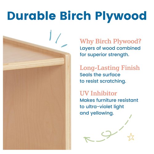 ECR4Kids 2-Shelf Tabletop Book Display with Handles, Beginner Bookshelf, Natural