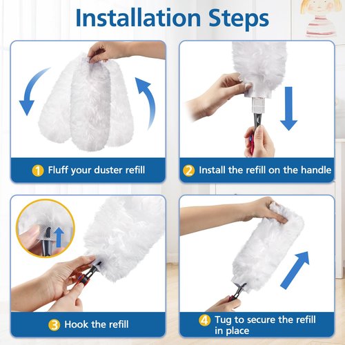30 Pack Duster Refills Compatible with O-Cedar Flex & Catch Duster, 360° Heavy Duty Disposable Duster Refills Replacement, 3X More Dust Cleaning Than Feather Dusters