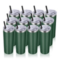 VEGOND Stainless Steel Tumblers Bulk 12 Pack, 20 oz Vacuum Insulated Skinny Tumblers with Lids and Straws, Double Wall Coffee Mug, Travel Water Cup