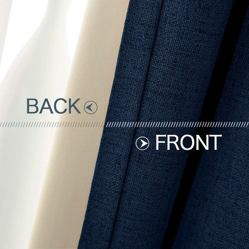 MIULEE Blackout Curtains - 100% Thermal Insulated Linen Textured Drapes | Midnight Blue, 52 x 45 Inch (2 Panels)