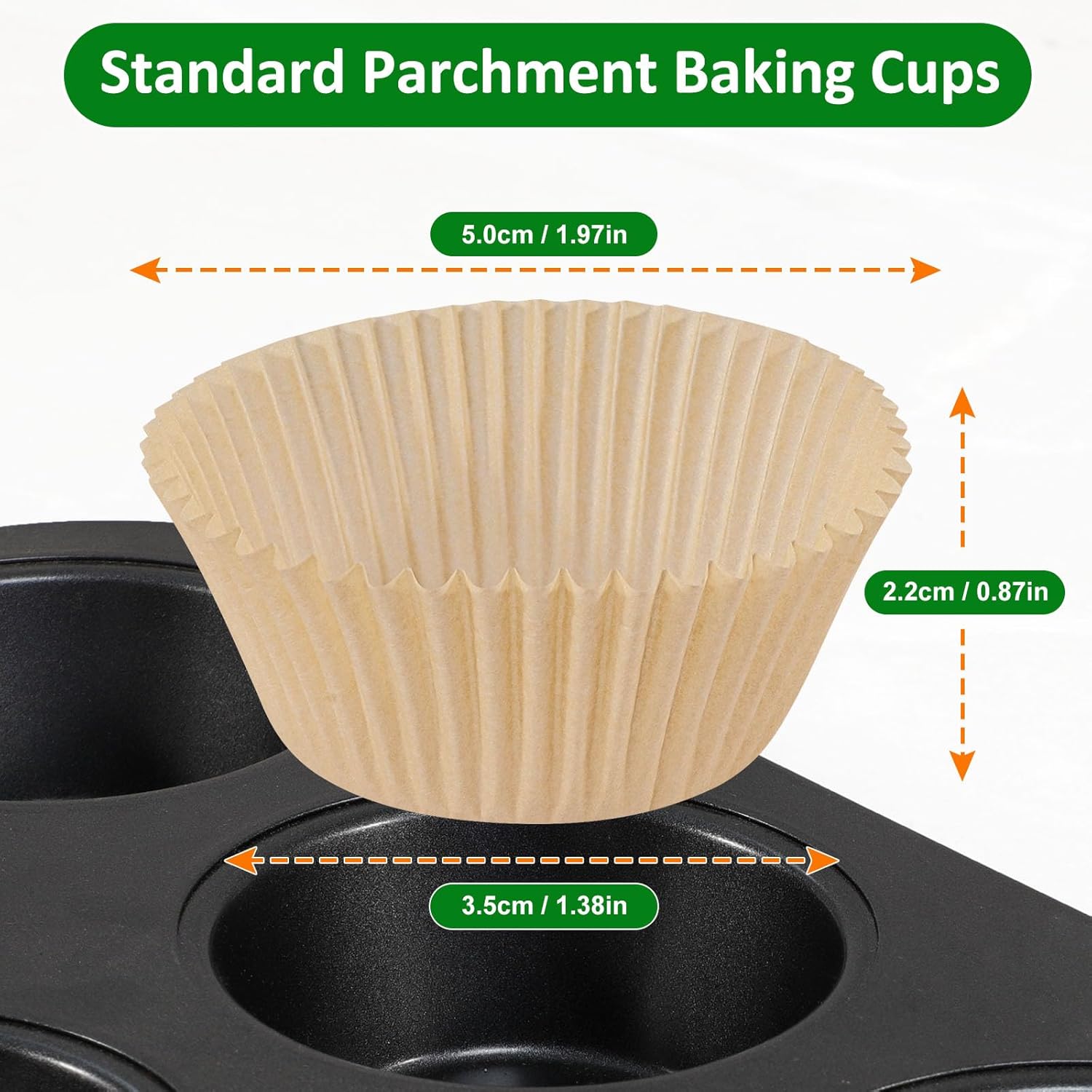 Caperci Mini Cupcake Liners - 400pcs Natural Paper Muffin Liners, Non-Stick & Grease-Proof