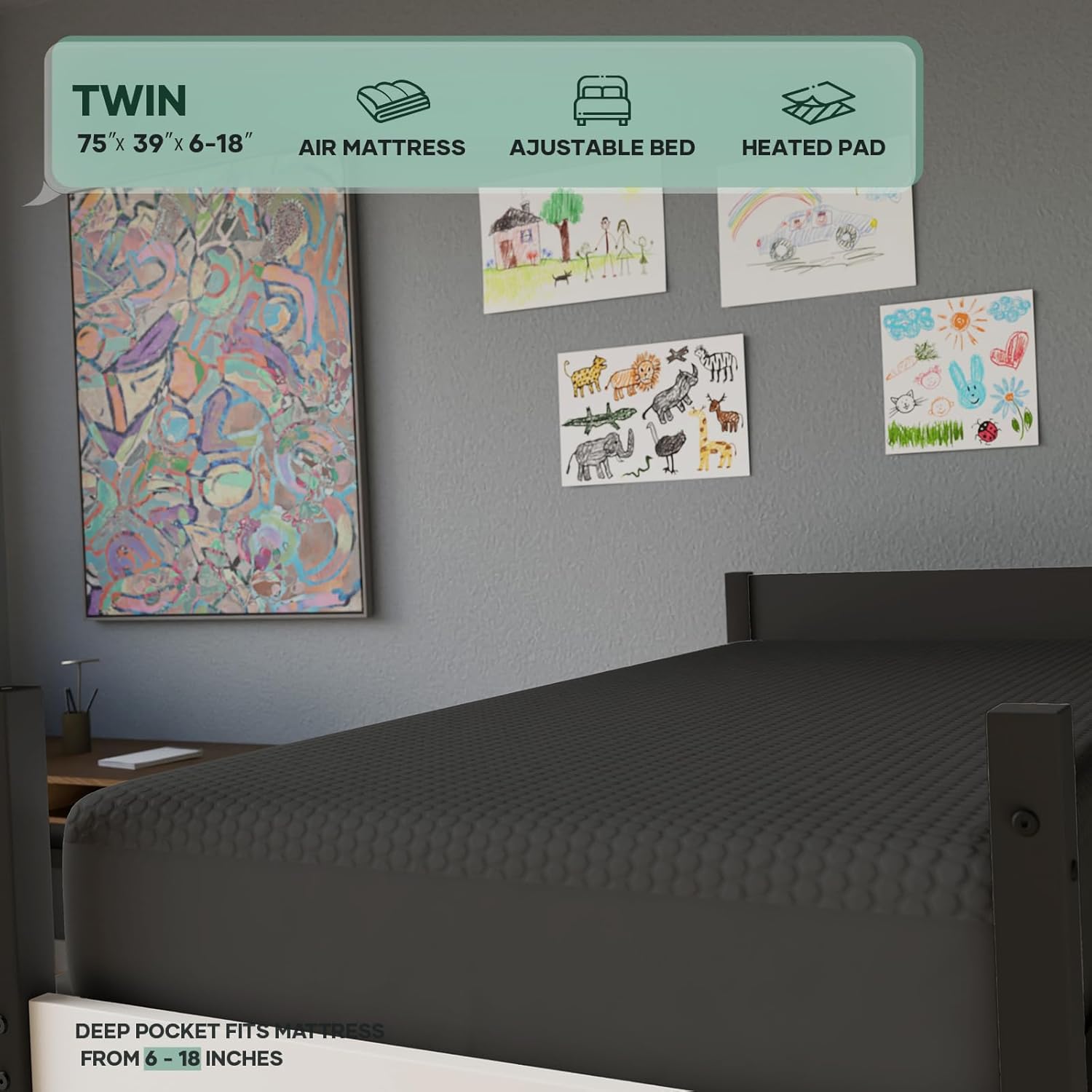OhGeni 100% Waterproof Mattress Protector - Twin Gray, Deep Pocket, Cooling & Breathable Design