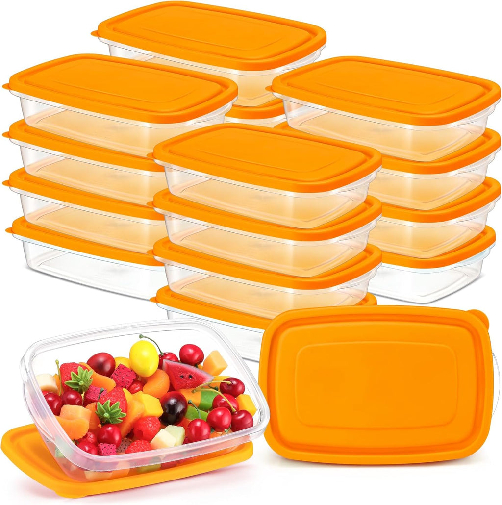 Qinyoung 18-Piece Plastic Food Storage Containers - 33 Oz | Stackable, Microwave & Dishwasher Safe (Orange)