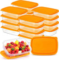 Qinyoung 18-Piece Plastic Food Storage Containers - 33 Oz | Stackable, Microwave & Dishwasher Safe (Orange)