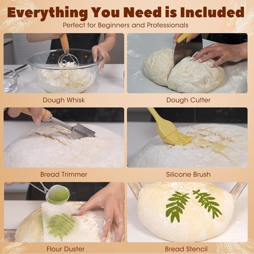 30 Pcs Sourdough Starter Kit,MQFORU Sourdough Bread Baking Supplies with 10" Round & 10" Oval baskets,Silicone Sourdough Bread Kit,Sour Dough Starter Kits for Bakers Wife Mom Women