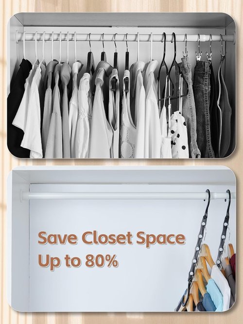 HOUSE DAY Black Magic Space Saving Hangers - 10 Pack Premium Smart Hooks for Heavy Clothes | Closet Organizer Essentials