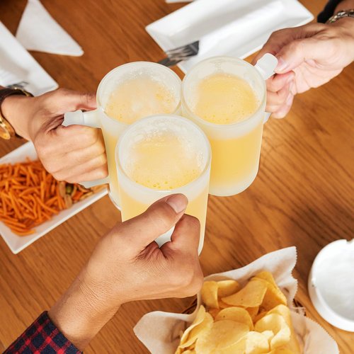 Mifoci 18 Pcs Sublimation Blank Beer Mugs Personalized Tazas Para Present 16 oz Frosted Beer Glass Cups Can Add Photo Text or Images on Gift for Dad Husband Groomsmen Father's Day Wedding Oktoberfest