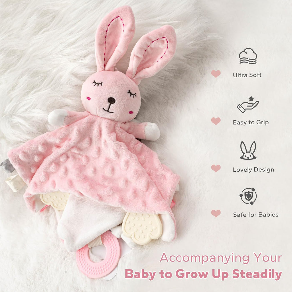 ZIGJOY Baby Security Blanket - Soft Bunny Lovey for Girls | Newborn Pink Rabbit Gift for Infants & Toddlers