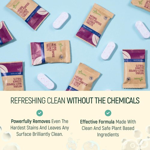 BAMBOEARTH 12 Pack Natural Multi-Purpose Cleaner - All Surface Multipurpose Cleaning Tablets Refill - Eco-Friendly Product & Cleaning Supplies - 1 Tablet = 17oz Spray (204oz Total) - Calm Lavender