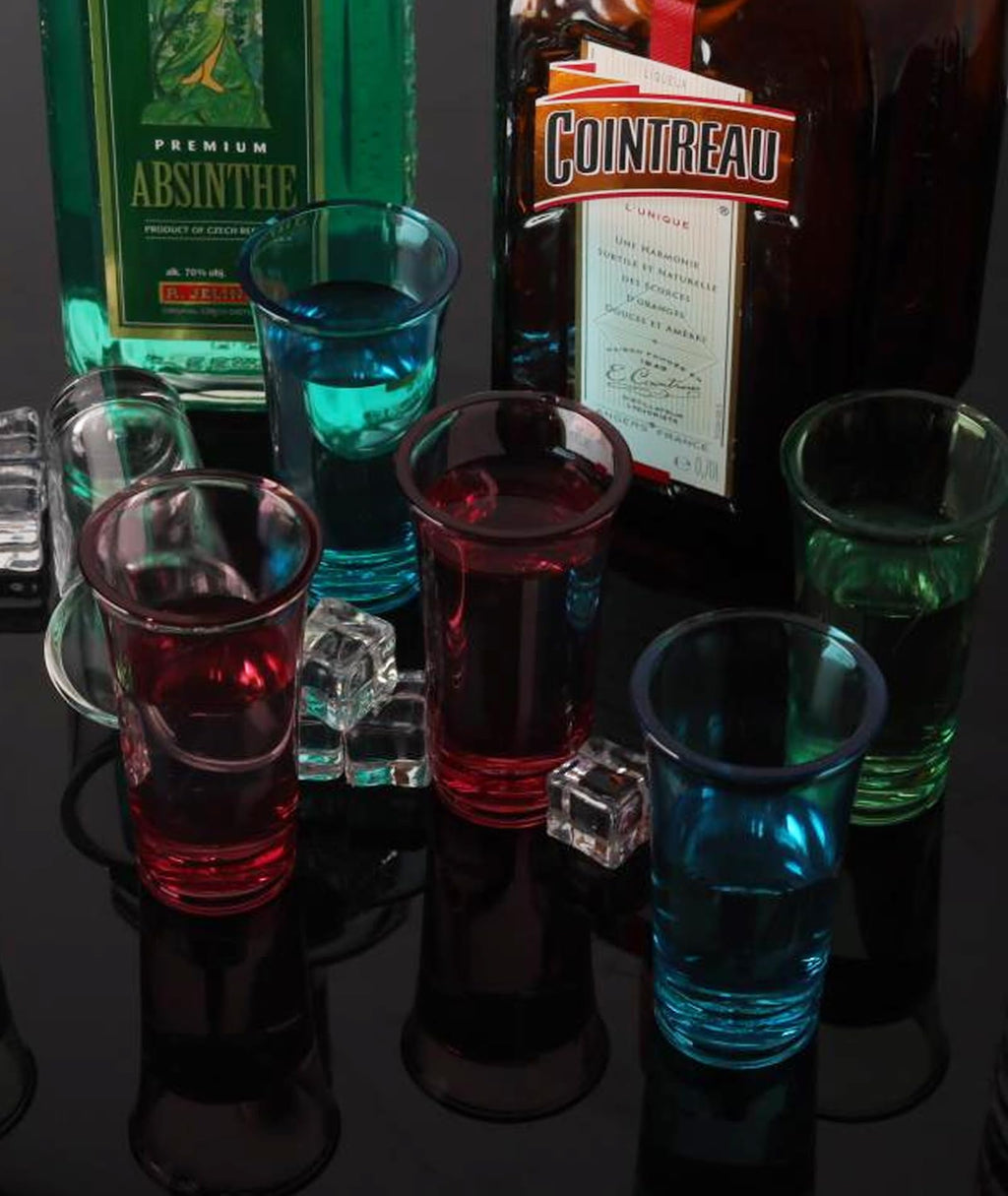 ADOTBLOB Set of 24 Acrylic Clear Shot Glasses- Thick Base, Sturdy Acrylic, Transparent Design - Perfect for Vodka, Tequila, and Cocktail - Great Gift for Men, Husband (24 Piece/Blue)