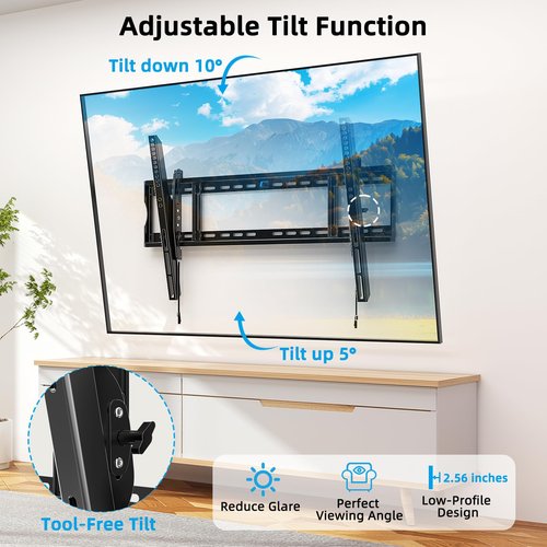 HOME VISION Heavy Duty TV Wall Mount for Large TVs 60-120 Inch, Tilting TV Wall Mount, Max VESA 900x600, Holds up to 220lb, Fits 16/18/24/32 Inch Studs