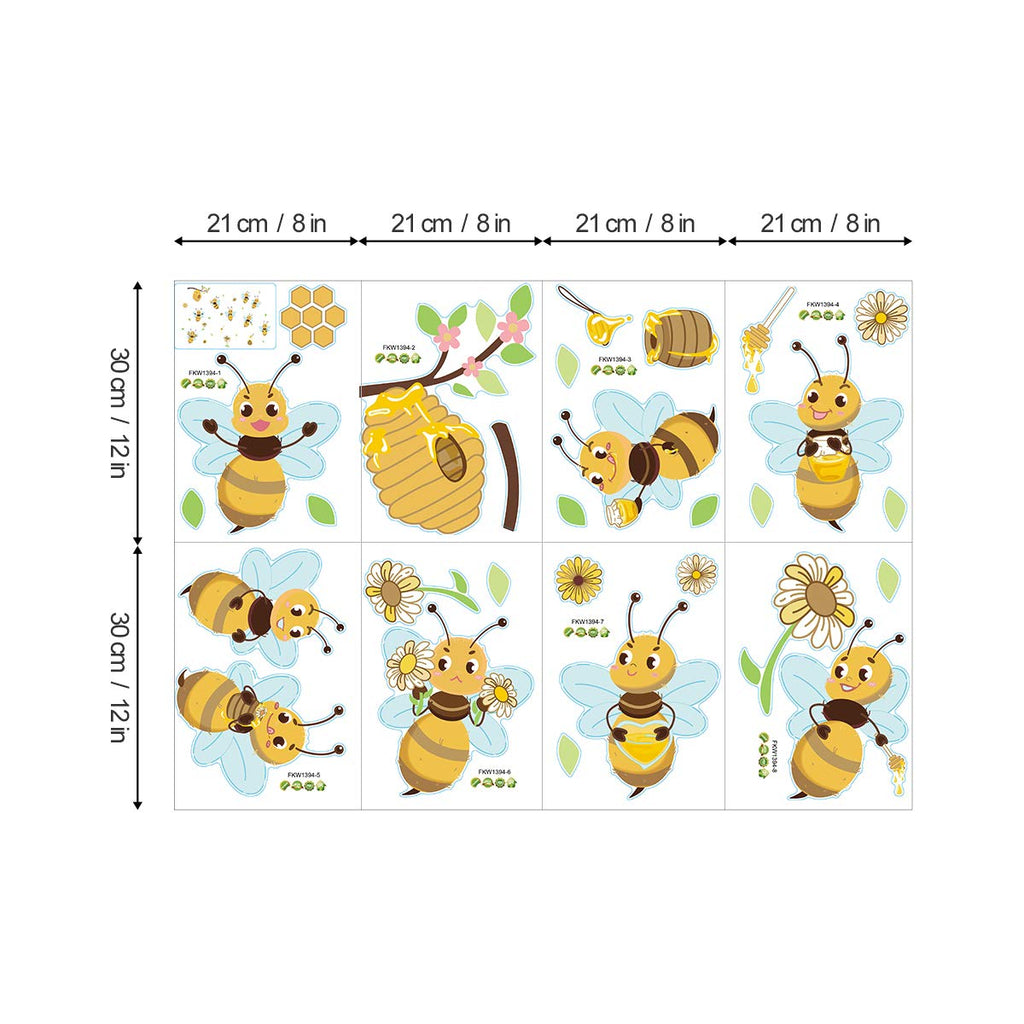 ufengke Yellow Bee Wall Stickers Flower Beehive Branch Wall Decals Art Decor for Kids Bedroom Nursery Playroom