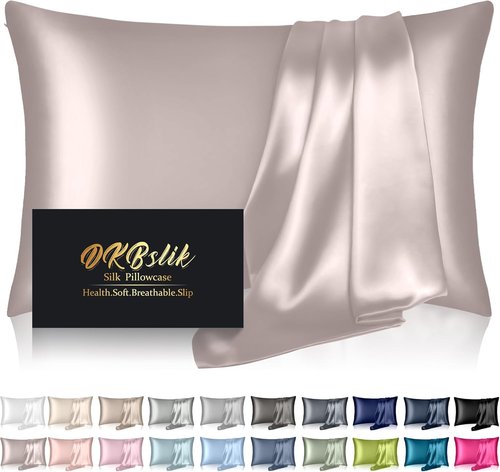 Mulberry Silk Pillowcase - Standard Size, Natural Satin for Hair & Skin, Zipper Closure, Taupe