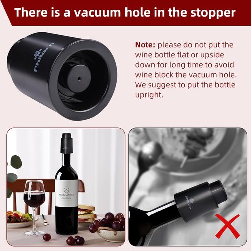 3 PACK Wine Bottle Stoppers, Philorn Vacuum Wine Stoppers - Saver Toppers for Wine Bottles, Reusable Wine Cork Cover Keep Wine Fresh after Opening, Real Vacuum Pump Wine Keeper Cap Preserver - Gifts