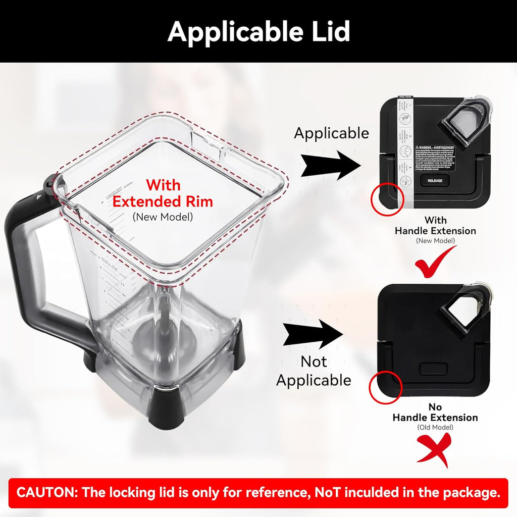 Ninja Blender Replacement Pitcher - 72 oz XL Compatible with BL610 | New Model Top Lid Included