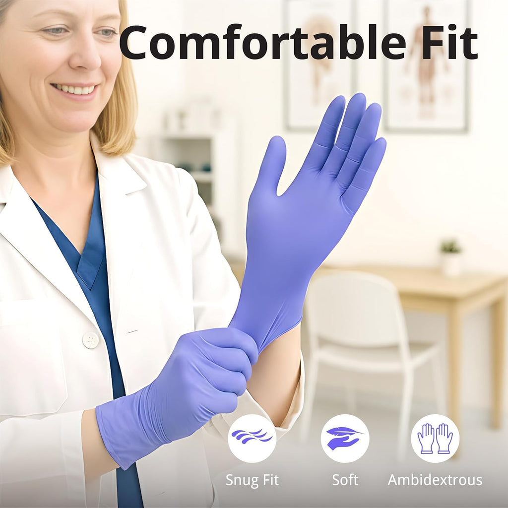 SwiftGrip Disposable Nitrile Exam Gloves - 3mil, Medium, Box of 100 | Violet, Latex-Free & Powder-Free for Medical Use