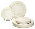 OCCASIONS 120 Piece Heavy Duty Disposable Plastic Plates Set for 60 Guests – 10.5" Dinner & 7.5" Dessert Plates, Premium Party Plates for Wedding, Fancy Events, BPA-Free – Ivory & Gold Rim