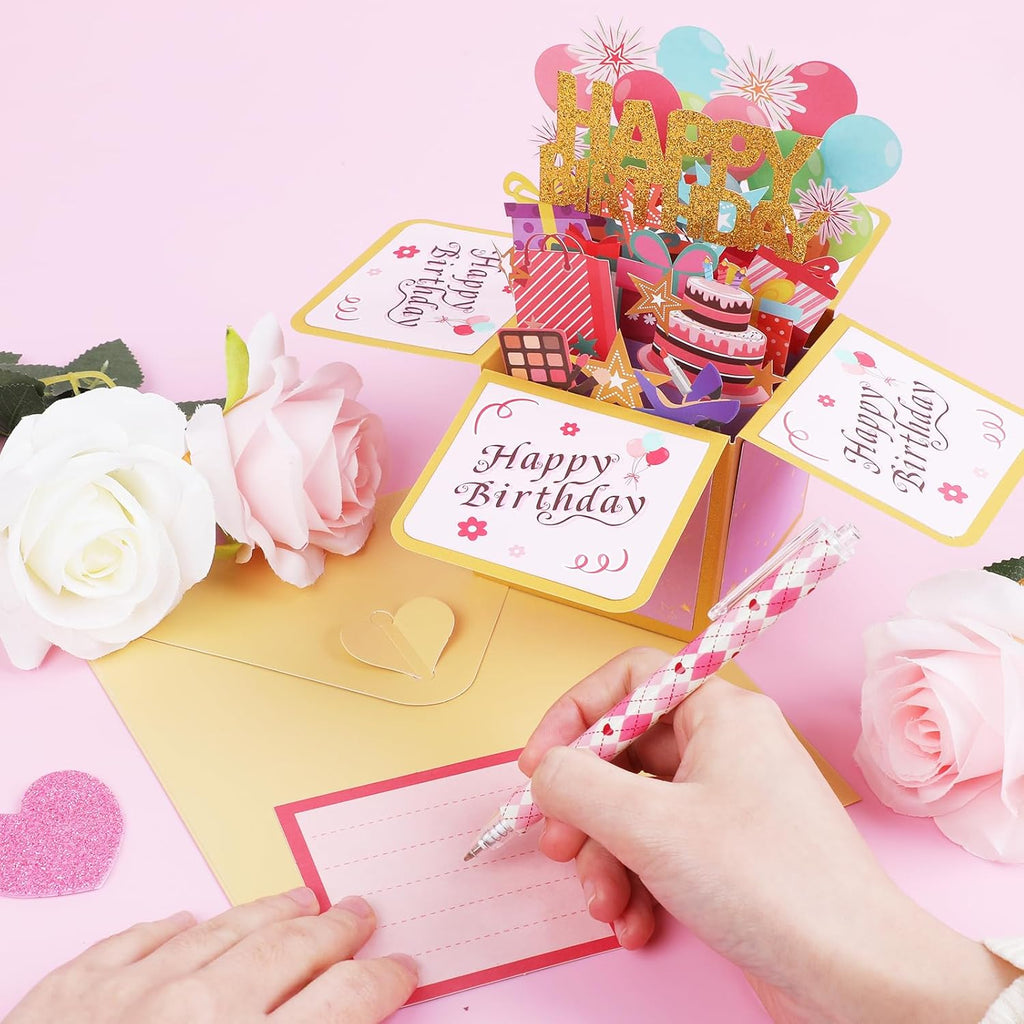 Steford Happy Birthday Pop-Up Card - Unique 3D Greeting Card Gift Box for All Ages | Handmade Design