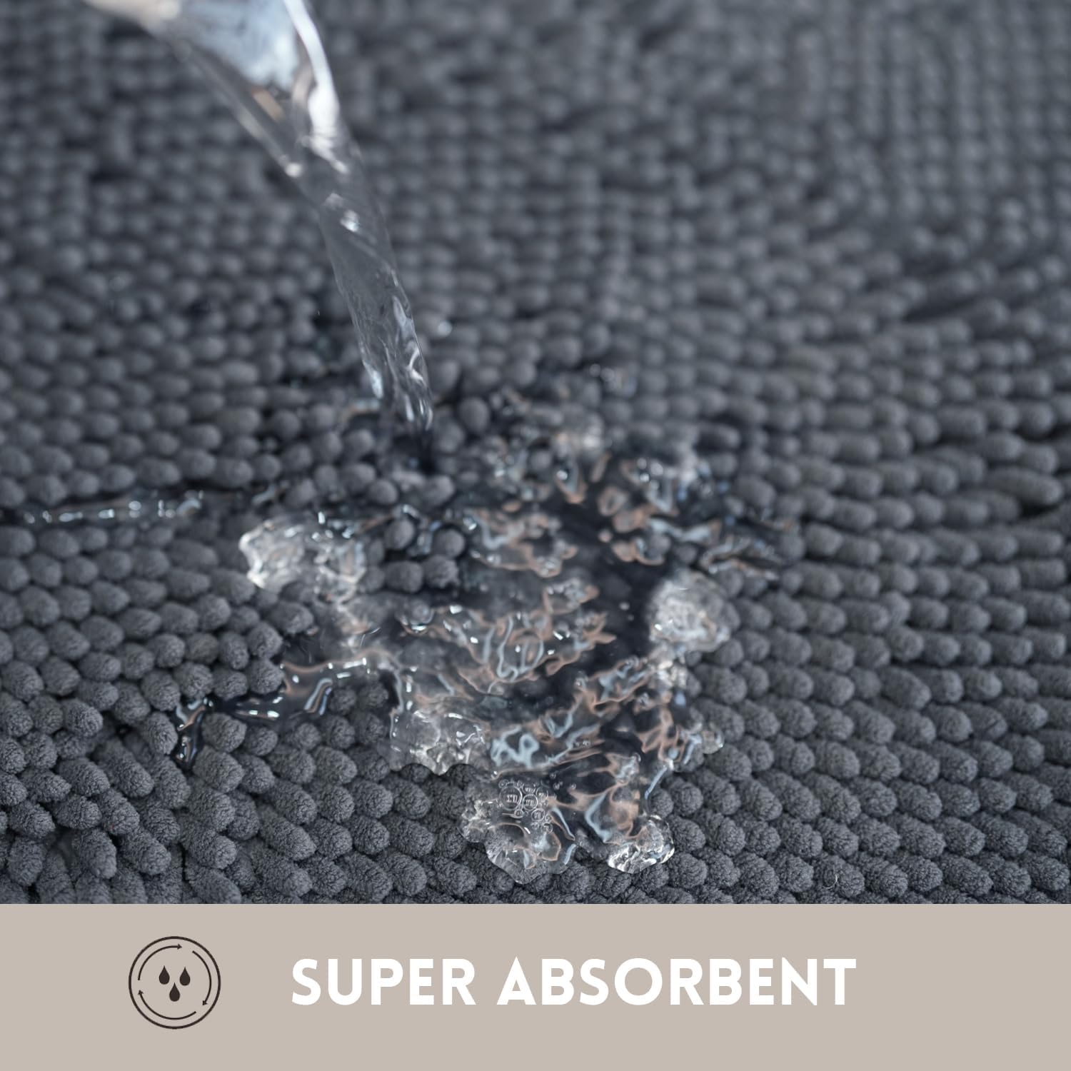Skiennix Bathroom Rug Set - Extra Thick & Absorbent Non-Slip Design | Dark Grey, 2-Piece Set