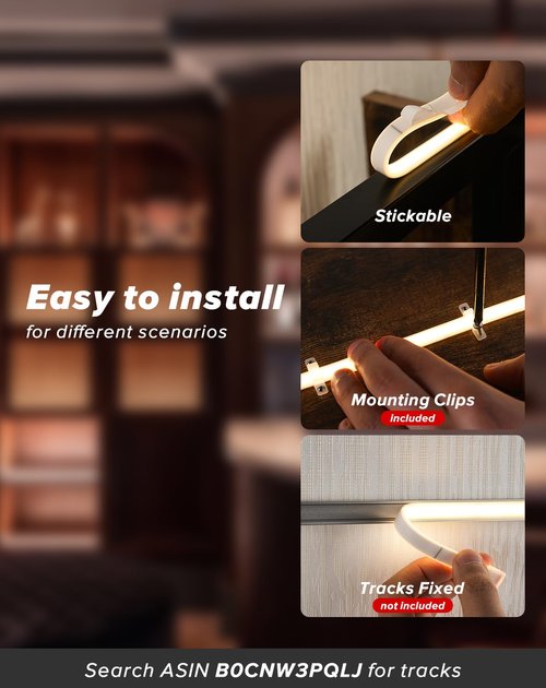 Shine Decor COB LED Rope Light AC 120V, 800lm Ultra Bright, IP65 Waterproof Cold-Resistant ETL Neon Strip, No Driver Tape Lighting for Home Commercial 10x4.5mm, Amber, 16.4ft