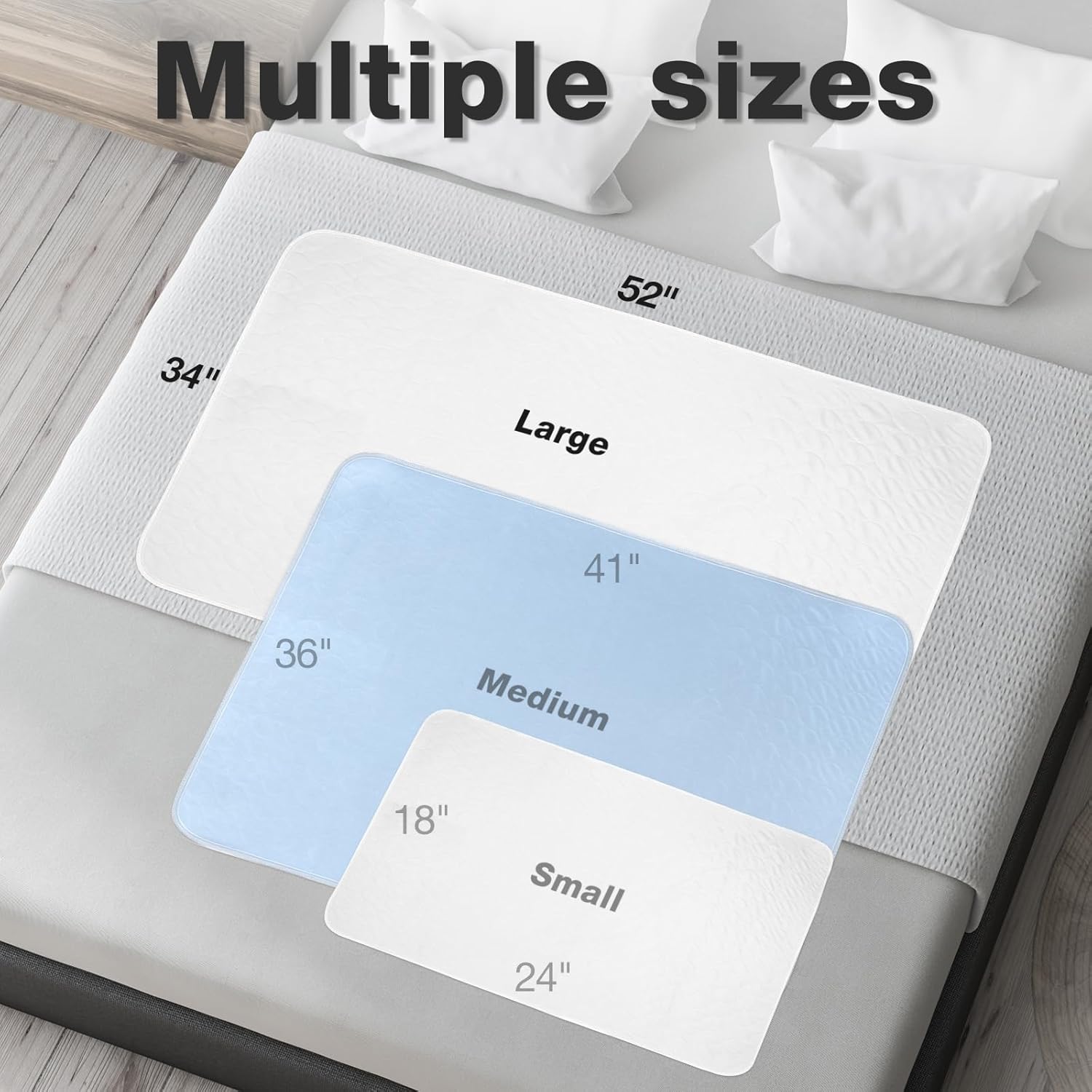 Skiennix Washable Waterproof Bed Pads - 52" x 34" Incontinence Mattress Protectors (2 Pack)