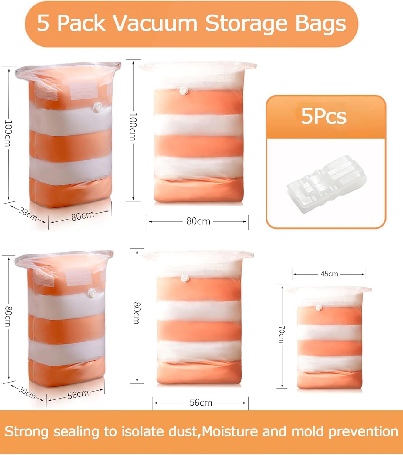 YQBOOM Vacuum Storage Bags - Extra Large Space Saver Set for Bedding, Clothes & Travel | 5 Pack