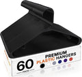 HOUSE DAY Black Plastic Hangers - 60 Pack Non-Slip Durable Coat Hangers | Lightweight Closet Organizer