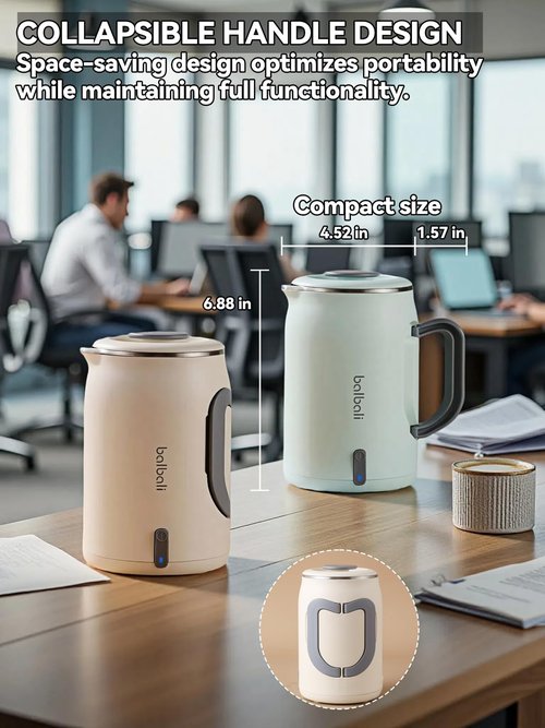 Complete Travel Tea Set with Mini Electric Kettle 0.6L, Hardshell Case for Portable Travel Hot Water Boiler, Teapot with Strainer, Cups and Protect Bag for Home, Office, and Camping Green