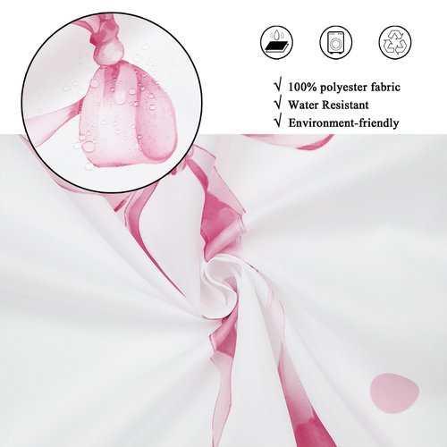 Caheansi Pink Shower Curtain, Pink and White Modern Aesthetic Bowknot Polka Dot Cute Girly Bathroom Curtain Waterproof Fabric Machine Washable with Hooks, 72" Wx72 L