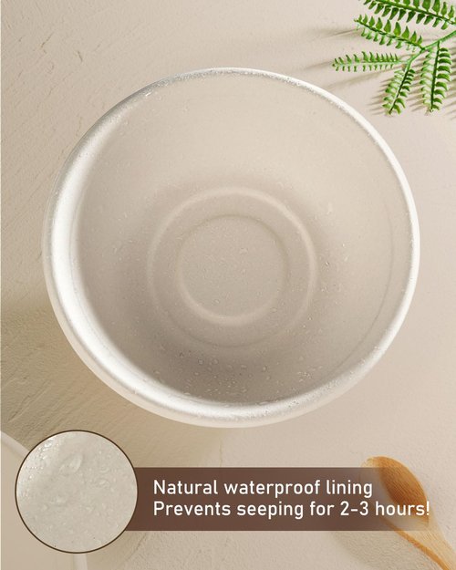 Dynta 110 Pack 32oz Paper Bowls, Large Compostable Disposable Bowls for Salads, Soups & Dog Feeding | Microwave & Freezer Safe(Natural Brown)