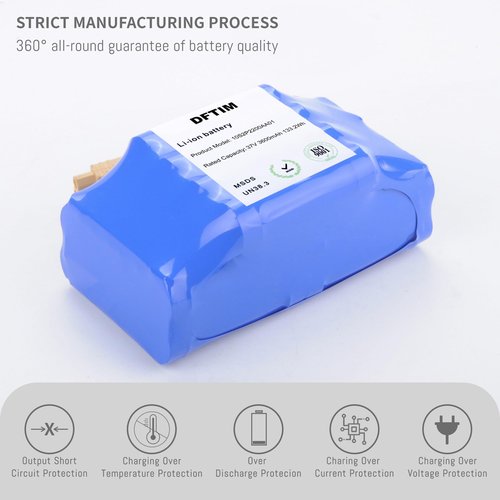 DFTIM 37V Power Replacement Battery for General Purpose Li-ion Battery with Endurance Capacity 3.6AH, fit 42V 4400mah with XT60 SL60 Plug Configuration 10S2P, Compatible for Most Models