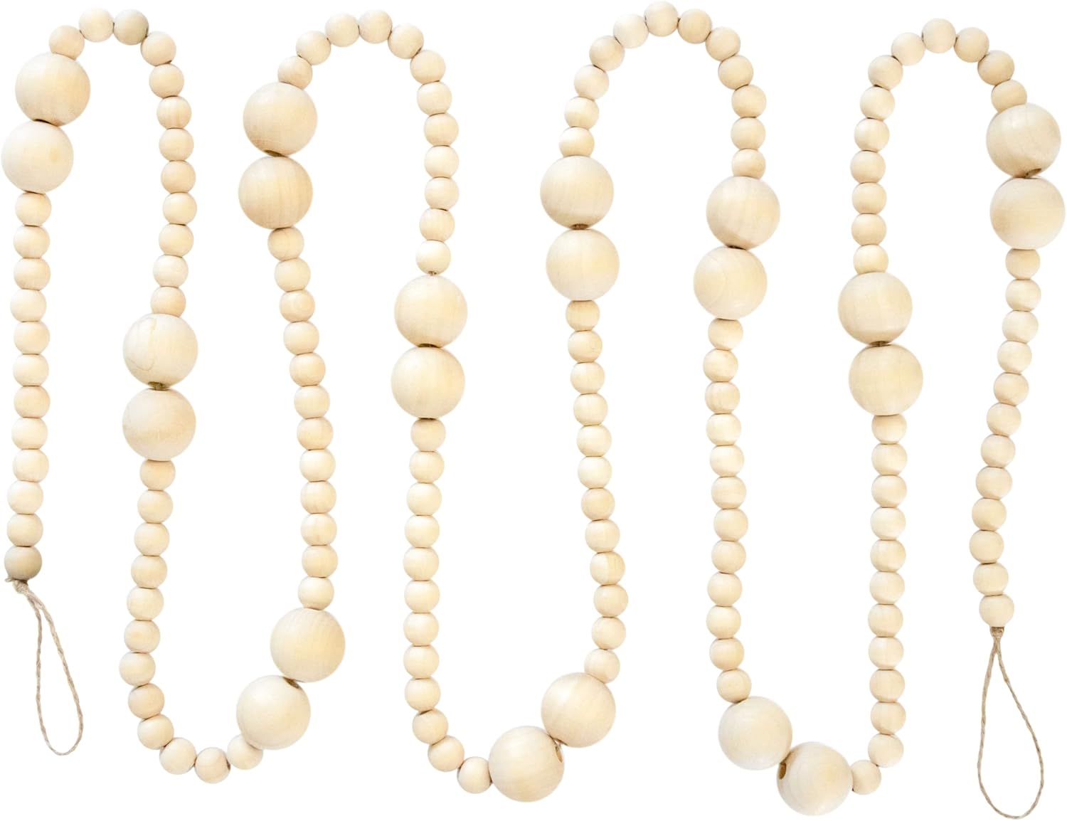 Skiennix 7ft Wooden Bead Garland - Rustic Holiday Decor for Christmas Trees | Natural Wood 2-Ball Design