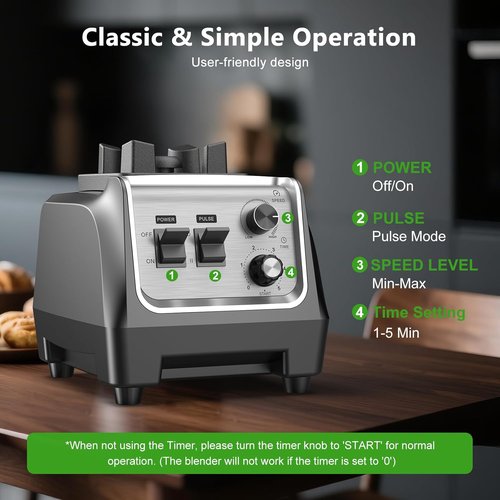 1800W High-Speed Blender by [Brand Name] - 70 oz Smoothie Maker with 20 oz Grinding Cup for Ice Crushing & Milkshakes
