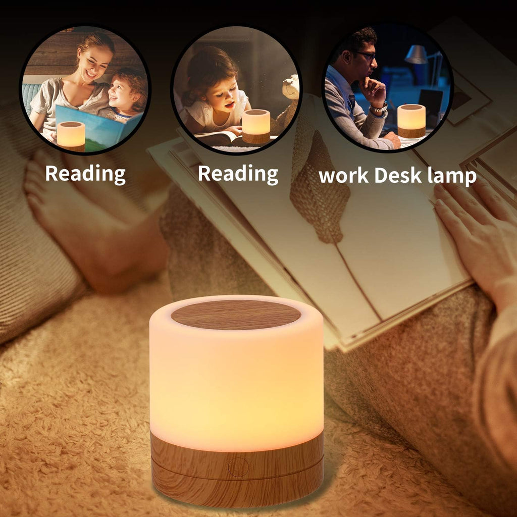 Skiennix Nursery Night Light - USB Rechargeable Desk Lamp with 13 RGB Colors & Remote Control | Portable Bedside Lamp (Brown)