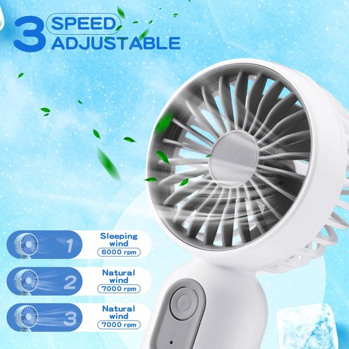 Rossesay 12 Pack Mini Portable Handheld Fan Bulk for Travel 3 Speeds, Rechargeable USB Battery Operated, Small Personal Eyelash Fans for Women Men Indoor Outdoor(White,Classic Style)